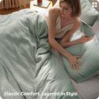 Bedsure Cotton Duvet Cover Queen - 100% Cotton Waffle Weave Sage Green Duvet Cover Queen Size, GentleSoft™ and Breathable Bedding Set for All Season, 3 Pieces, 90"x90"