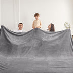 Oversized King Fleece Blanket 120x138 Inches, Seamless Soft Cozy 3D Jacquard Flannel Blanket 10'x11.5' Extra Large for Bed, Sofa, Couch, Travel & Camping, California King Throw, Light Grey Leaf