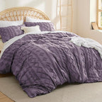 Bedsure Boho Duvet Cover King Size, Soft & Comfortable Elegant Design Boho Bedding for Decoration, Machine Washable Comforter Cover for All Seasons,Includes 1 Duvet Cover & 2 Pillow Shams,Purple