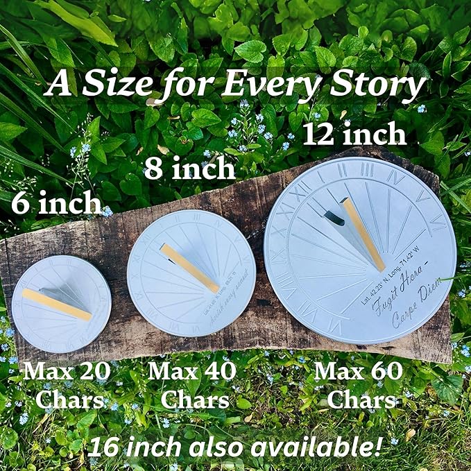 Retiremement Gift Sundial Custom Engraved - Unqiue for Your Location Retiremement Gift for Men or Women - 65th Birthday Celebration Gift - Gift for Collegue, Friend or Family (8 inch)