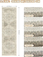 Kitchen Runner Rug Non Slip Washable 2.5x8, Soft Low Pile Entryway Rug Runners for Hallways,Carpet Runner for Living Room,Kitchen, Laundry, Bathroom(Brown/Beige,2.5'x8')