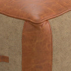SIMPLIHOME Atkinson Boho Square Pouf in Tan Genuine Leather for the Living Room, Bedroom and Kids Room