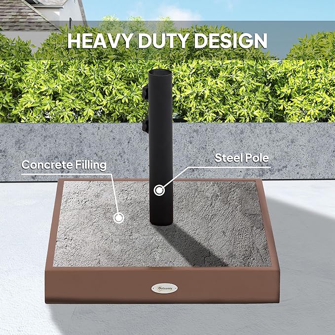 Outsunny Square Patio Umbrella Base, 42 lbs. Concrete Heavy Duty Umbrella Base with Holder for 1.25"/1.5" Poles for Outdoor, Lawn, Poolside, Coffee