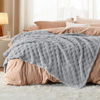Bedsure GentleSoft Silver Grey Throw Blanket for Couch - Checkered Fleece Blankets Gifts for Women Men Girls, Cute Soft Cozy Throw for Bedroom Home Decor Gifts, 50x60 Inches