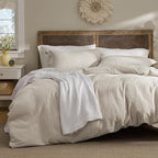 Bedsure Luxury Waffle Duvet Cover Queen Size - Textured Duvet Cover Set, Soft, Breathable Bedding Set (90"x90") with 2 Pillow Shams for All Season, Linen, Comforter Sold Separately