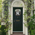 Circular Surname Front Door Welcome Sign - 26 Letter House Wreath, Front Porch Decorations, Year-Round Home Decor (K)