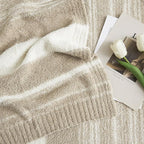WRENGONGE Khaki Throw Blanket, 50x70 Soft Cozy Striped Throw Blankets for Couch, Sofa, Bed, Travel, Lightweight Fluffy Warm Plush Decorative Blankets for Women, Men Gift