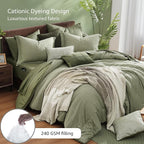 Monbix Twin XL Comforter Set Sage Green, Cationic Dyeing Bedding Set Reversible 5 Pieces, All Season Bed in a Bag with Comforter, Sheets, Pillowcase & Sham