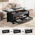 IDEALHOUSE 47.2" Coffee Table with Storage, Multi-Function Lift Top Coffee Table with Wooden Lift Tabletop, 2 Drawers and Hidden Compartment, Central Table for Living Room Home Office, Black