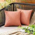 MIULEE Pack of 2 Decorative Outdoor Solid Waterproof Throw Pillow Covers Spring Faux Linen Garden Farmhouse Cushion Cases for Summer Patio Tent Balcony Couch Sofa 12x12 Inch Coral Red
