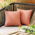 MIULEE Pack of 2 Decorative Outdoor Solid Waterproof Throw Pillow Covers Spring Faux Linen Garden Farmhouse Cushion Cases for Summer Patio Tent Balcony Couch Sofa 12x12 Inch Coral Red