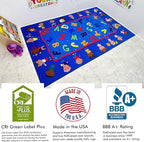 KIDCARPET.COM Friends Together Rectangle Classroom Rug | Bordered Area Rug for Preschool Daycare Learning, 6' x 8'6"