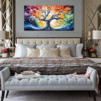 Large Canvas Wall Art Colorful Tree Picture Modern Living Room Bedroom Home Office Wall Decor Framed Canvas Prints Ready to Hang Size 24x48