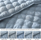 WDCOZY Queen Size Quilts Bedding Sets with 2 Pillow Shams, Lightweight Soft Bedspread Coverlet, Quilted Blanket Thin Comforter Bed Cover for All Season, 3 Pieces, 90x90 inches, Blue
