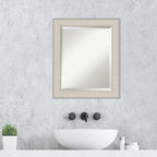 Amanti Art White Wall Mirror 24x20 Cottage White Silver Rectangle Bathroom Mirror for Wall Decor Living Room, Small Cottage Wood Frame, Hangs Horizonally and Vertically, Bathroom Decor, Beveled Edge