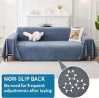 HAOMAIJIA Non Slip Couch Cover Sofa Covers for 2 Cushion Couch Washable sectional Couch Covers for Dogs pet Furniture Protector Couch Cover Blanket for Living Room (Blue, 71"x118")