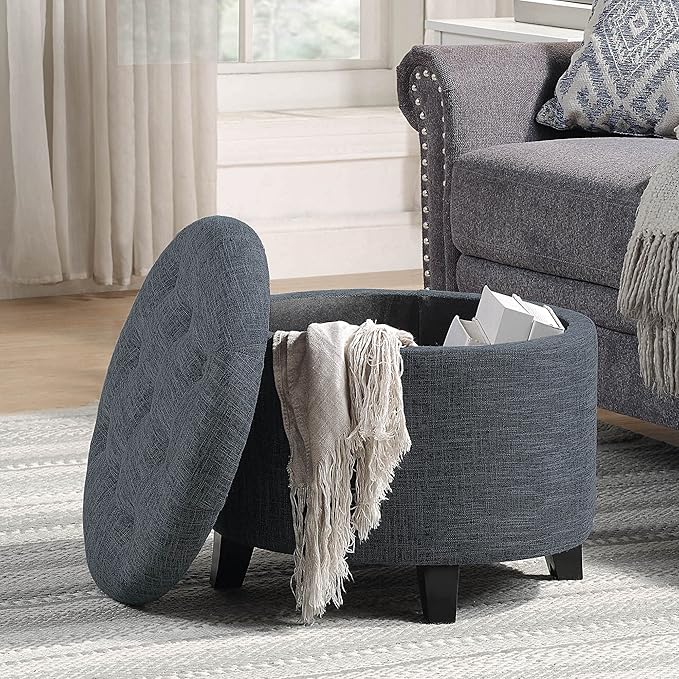 Convenience Concepts Designs4Comfort Storage Ottoman, Stormy Gray Fabric