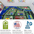 KIDCARPET.COM Total Transportation Play Mat Rug | Interactive Activity Carpet for Preschool Playroom Toy Car Track, 4' x 6'