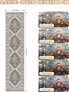 Kitchen Runner Rug Non Slip Washable 2.5x10, Soft Ultra-Thin Entryway Rug Runners for Hallways, Carpet Runner for Living Room,Kitchen, Laundry, Bathroom(Blue/Red,2.5'x10')