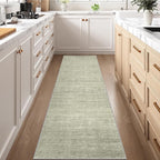 Art&Tuft Non-Slip Runner Rug - 2x6 Runner Rug Washable Low-Pile Rugs Runners, Soft Distressed Carpet Runner for Bedroom Bathroom Kitchen Laundry Living Room, Green