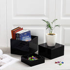 Red Co. Set of 3 Glossy Black Acrylic Cube Display Nesting Risers with Hollow Bottoms - 2 Pack