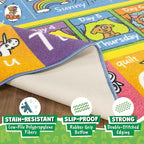 KC Cubs 5x7 ABC Alphabet, Seasons, Months & Days Rug – Educational Play Mat Carpet for Kids, Toddlers, Nursery, Classroom, Playroom, Baby Daycare