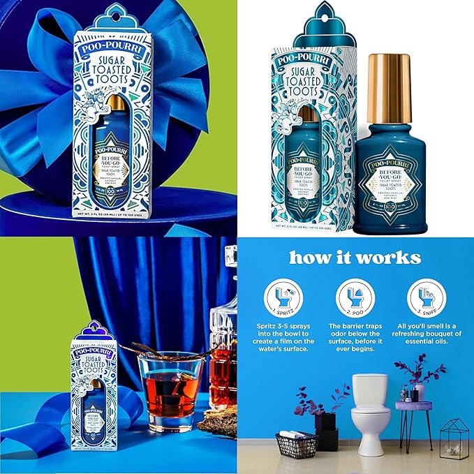 Poo-Pourri Toilet Spray, Holiday Pack Gift Set - Berry and Bright Balsam Bum and Sugar Toasted Toots Includes 3 2-Ounce Bottles