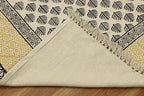 Kilim Runner 4x20 Cotton Runner Rug Beige & Black Flatweave Runner 0.19 inches Stone Easy Washable Hand Wash Cotton Carpet Indoor Outdoor Runner Rugs for Hallway, Staircases, Corridor Runner