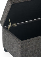 SIMPLIHOME Avalon Storage Ottoman Bench - 48 inch Wide Upholstered Tweed Look Fabric Rectangular Lift-Top Ottoman in Dark Grey, Contemporary Storage Bench for Living Room with High-Density Foam