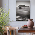 Renditions Gallery Canvas Nature Wall Art Modern Paintings Decorations Vintage Calm Ocean Rock Black & White Wall Hanging Scenic Artwork for Bedroom Dining Office Kitchen - 12"x18" LT06
