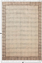 Cotton Kilim Area Rug, 9' x 12', Gray-26, Printed, Flat Woven, Bordered, Low Pile, Handmade, Washable, Indoor, Rectangular