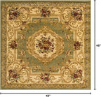 Rugs.com Chateau Collection Rug – 4 Ft Square Green Medium Rug Perfect for Living Rooms, Kitchens, Entryways