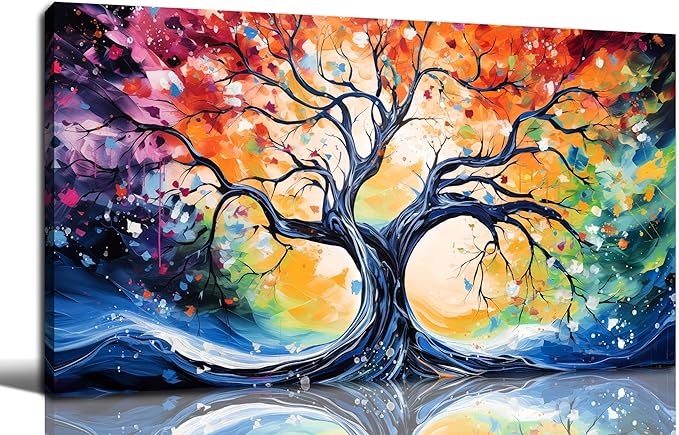 Large Canvas Wall Art Colorful Tree Picture Modern Living Room Bedroom Home Office Wall Decor Framed Canvas Prints Ready to Hang Size 30x60