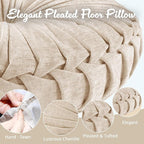 Intelligent Design Loretta Round Chenille Tufted Floor Pillow with Elegant Pleated Design, Large Boho & Vintage Decorative Throw Pillow for Sofa, Bed, or Chair, 22" x 6", Iovry