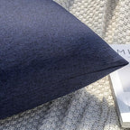 MIULEE Pack of 2 Decorative Outdoor Solid Waterproof Throw Pillow Covers Euro Sham Faux Linen Garden Farmhouse Cushion Cases for Summer Patio Tent Balcony Couch Sofa 24x24 Inch Navy