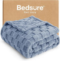 Bedsure GentleSoft Ashley Blue Throw Blanket for Couch - Checkered Fleece Blankets Gifts for Women Men Girls, Cute Soft Cozy Throw for Bedroom Home Decor Gifts, 50x60 Inches