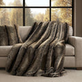 EVERGRACEHOME Luxury Faux Fur Throw Blanket, Soft Fluffy Faux Mink Blankets for Bed, Couch, Sofa, Thick Cozy Plush Warm Fur Throws with Reversible Velvet, Ombré Sable Brown, 50"x60"