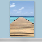 Renditions Gallery Canvas Nature Wall Art Modern Paintings & Prints Decor Sunny Endless Ocean Dock Glam Romantic Wall Hanging Artwork for Bedroom Living Room Office Kitchen - 12"x18" LT06