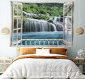 Ambesonne Waterfall Tapestry Queen Size, Majestic Waterfall Landscape Through a Window Imaginary Secret Paradise Print, Wall Hanging Bedspread Bed Cover Wall Decor, Queen Size, Blue Green