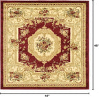 Rugs.com Chateau Collection Rug – 4 Ft Square Red Medium Rug Perfect for Living Rooms, Kitchens, Entryways