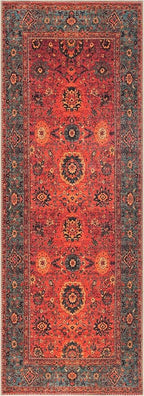 Keen Home Design 2x10 Rug - Machine Washable Runner with Non-Slip Backing, Ideal for Hallway, Entryway, Kitchen, Laundry Room - Vintage, Easy Clean, Durable, Low Pile Rug - (2'6" x 10')