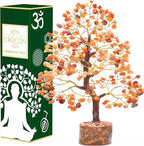 Carnelian Chakra Tree of Life - Crystal for Positive Energy, Handmade Gemstone Feng Shui Decor, Good Luck Money Tree Bonsai - Orange Healing Crystals for Sacral Chakra, Prosperity Gift