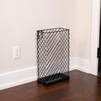 BIRDROCK HOME Decorative Umbrella Stand with Removable Water Tray - Large Metal Umbrella Rack and Cane Walking Stick Organizer for Entryway - Umbrella Holder for Indoor & Outdoor - Black, Diagonal