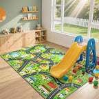 Community Helpers Play Rug – Educational Kids Carpets with Fire Station, School, Park & More for Learning and Play, Car Rug for Playroom Classroom Bedroom Nursery, 60"x36"