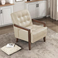 Lexicon Modern Accent Chair, Luxury Genuine Leather Match Living Room Chair With Tufted Cushions, Arm Chair With Solid Wood Frame, Comfy Single Chair For Living Room/Bedroom/Reading Room/Office, Beige