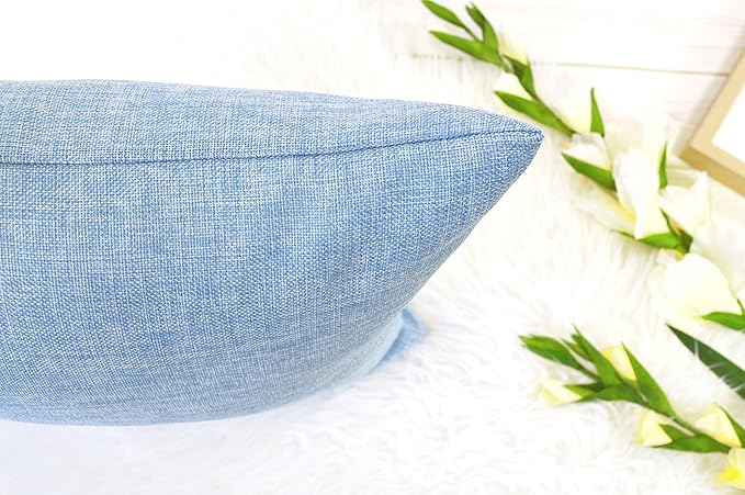 Aiking Home Woven Fine Faux Linen Throw Pillow Cover, Size 12"x18", Slate Blue