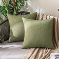 MIULEE Pack of 2 Decorative Outdoor Solid Waterproof Throw Pillow Covers Christmas Euro Sham Faux Linen Garden Farmhouse Cushion Cases for Patio Tent Balcony Couch Sofa 22x22 Inch Dark Green