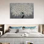 Epicler 30x45 inch Hand-Painted Oil Painting, White Bouquet Oil Painting, Canvas Wall Decoration Painting.