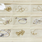 2 Pack Hanging Jewelry Organizer 80-Pocket Dual-sided Jewelry Storage for Earring Necklace Bracelet Ring Travel Holder, Beige