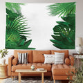 Ambesonne Leaf Tapestry King Size, Exotic Fantasy Hawaiian Tropical Palm Leaves Floral Graphic Art Print, Wall Hanging Bedspread Bed Cover Wall Decor, 104" X 88", Green White